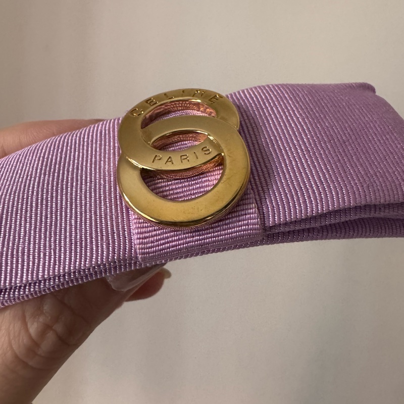 Celine Vara Bow 蝴蝶髮夾 彈弓夾 粉紫色 法國製-11