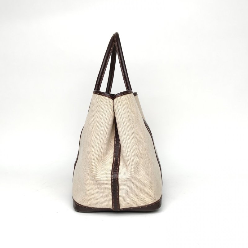 HERMES GardenParty花園包3646烏木色NEGONA皮/帆布銀扣肩背包-3