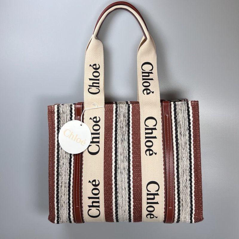 CHLOE 棕編織民族風WOODY托特包 中號-0
