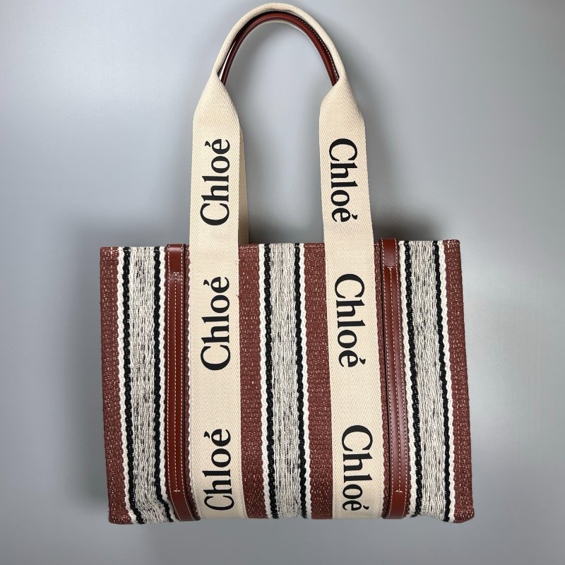 CHLOE 棕編織民族風WOODY托特包 中號-1
