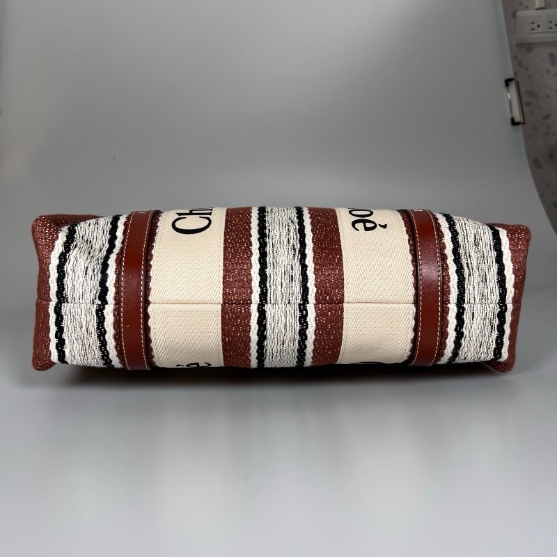 CHLOE 棕編織民族風WOODY托特包 中號-4