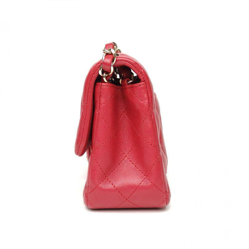 CHANEL CF口蓋包大Mini20紅色羊皮23開金扣肩背包-1