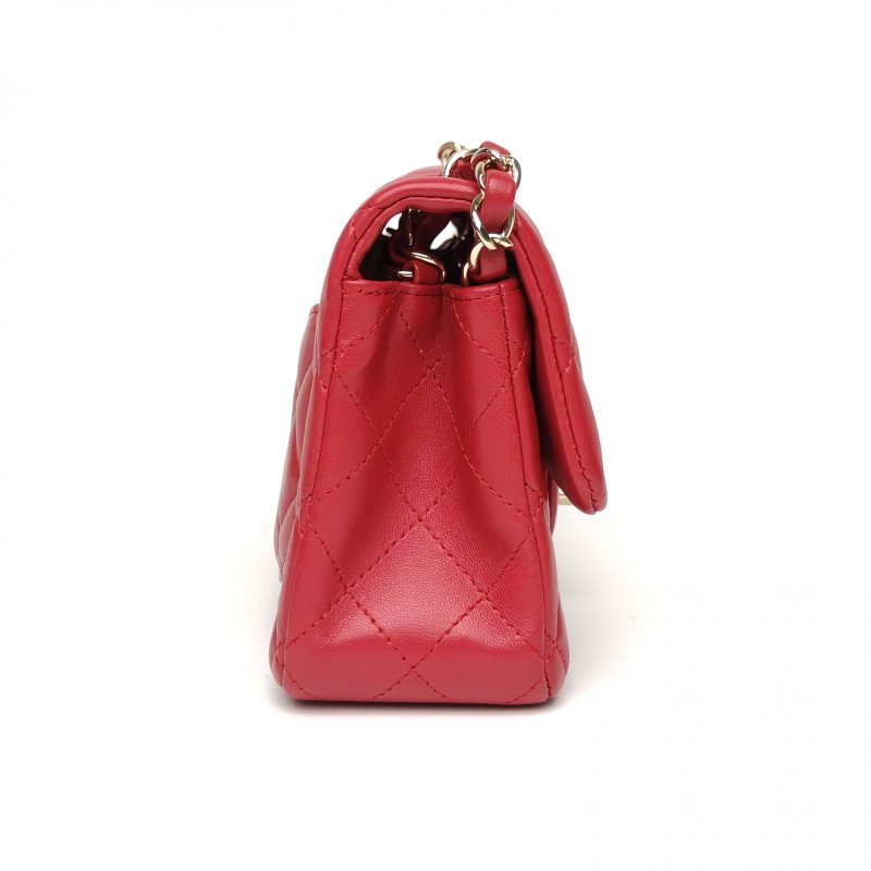 CHANEL CF口蓋包大Mini20紅色羊皮23開金扣肩背包-3