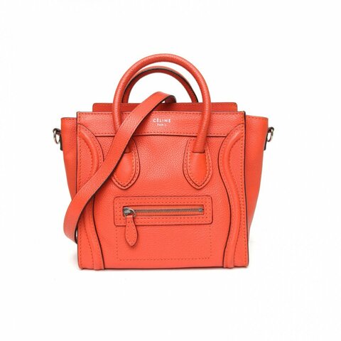 CELINE Luggage笑臉包Nano20紅色牛皮肩背包