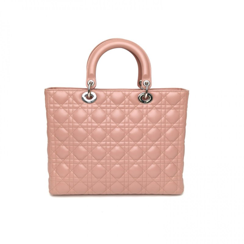 DIOR Lady戴妃包七格裸粉色羊皮銀扣2011肩背包-2