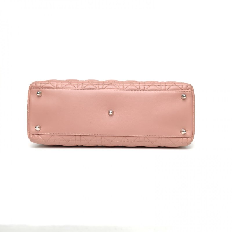 DIOR Lady戴妃包七格裸粉色羊皮銀扣2011肩背包-4