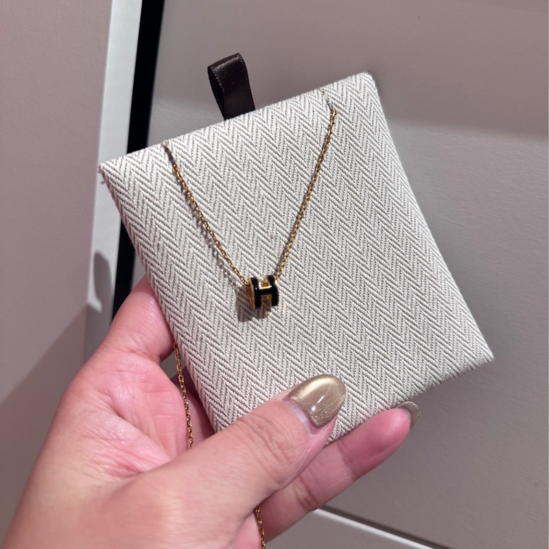 Hermes mini H 項鍊 黑金-2