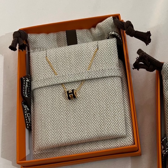Hermes mini H 項鍊 黑金-4
