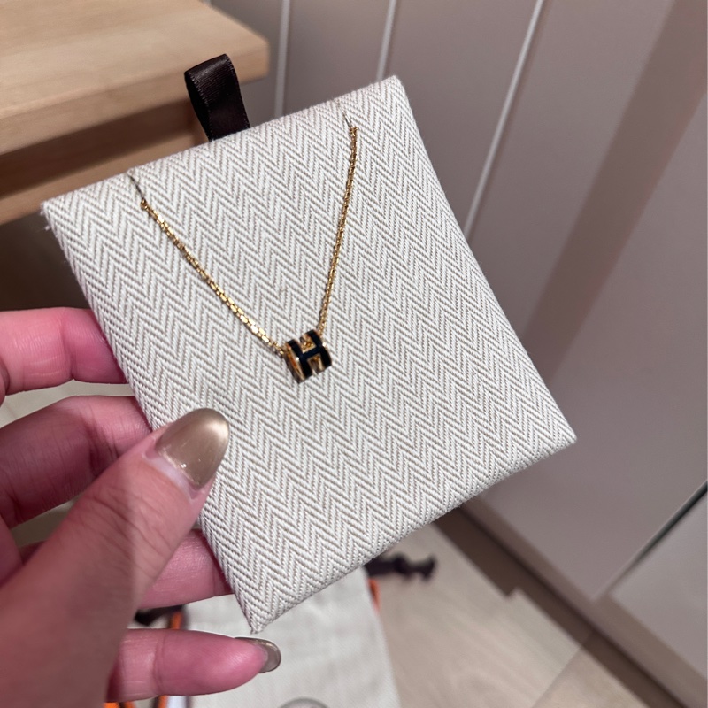 Hermes mini H 項鍊 黑金-6