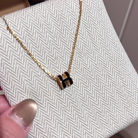 Hermes mini H 項鍊 黑金-8