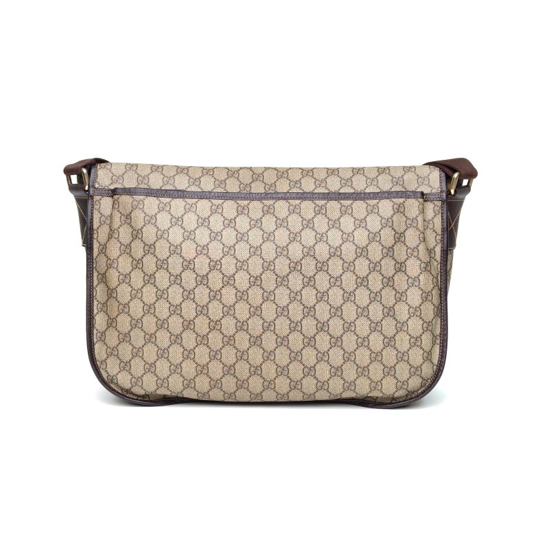 GUCCI 老花PVC金扣雙G郵差包斜挎包肩背包-2