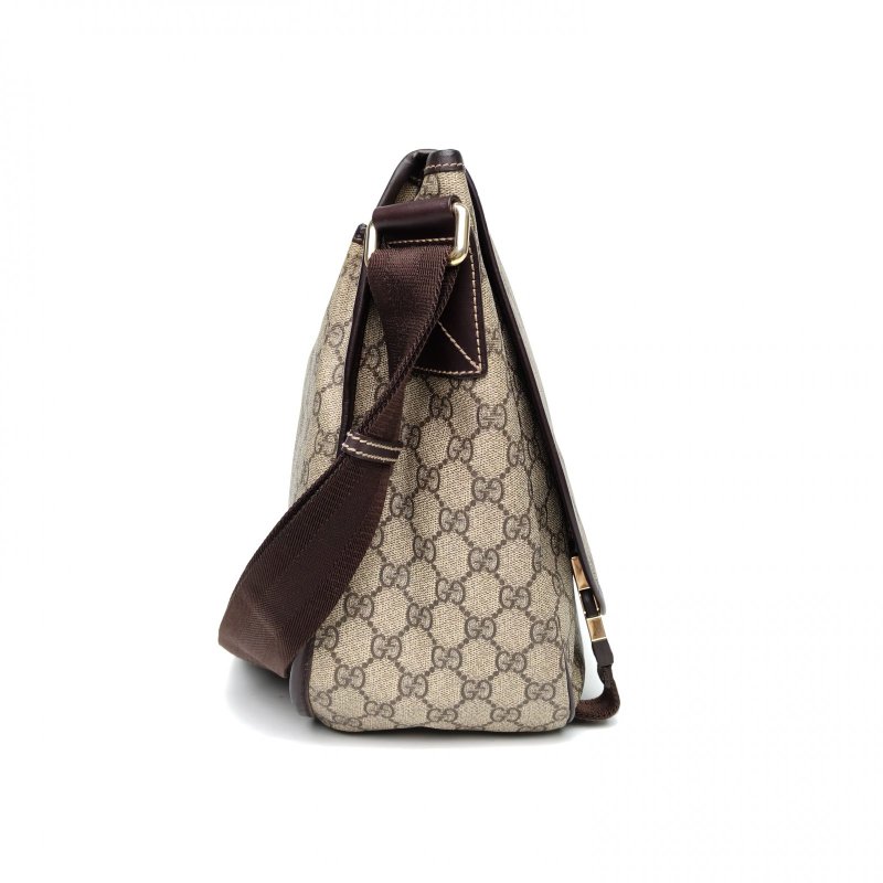 GUCCI 老花PVC金扣雙G郵差包斜挎包肩背包-3