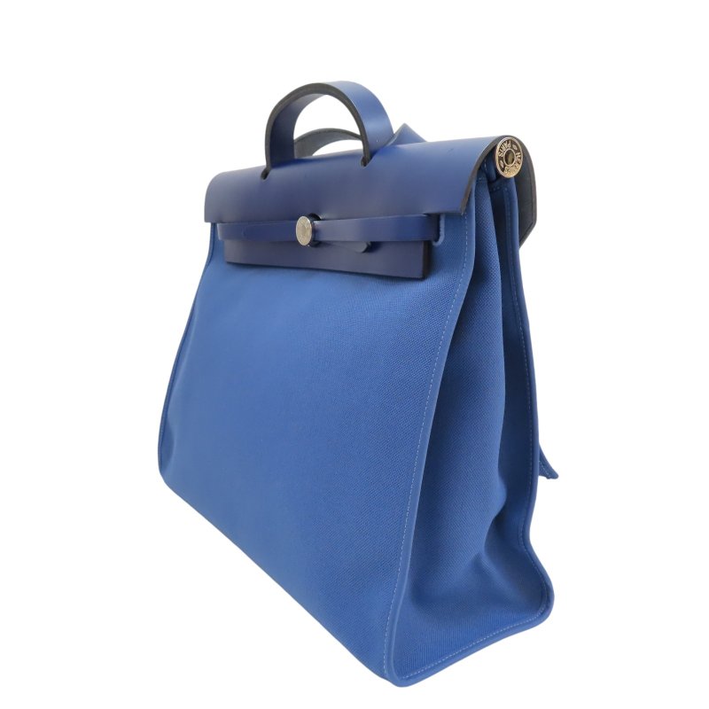 【再降價】藍色 帆布 Herbag 39 肩背包 銀扣 C刻-2