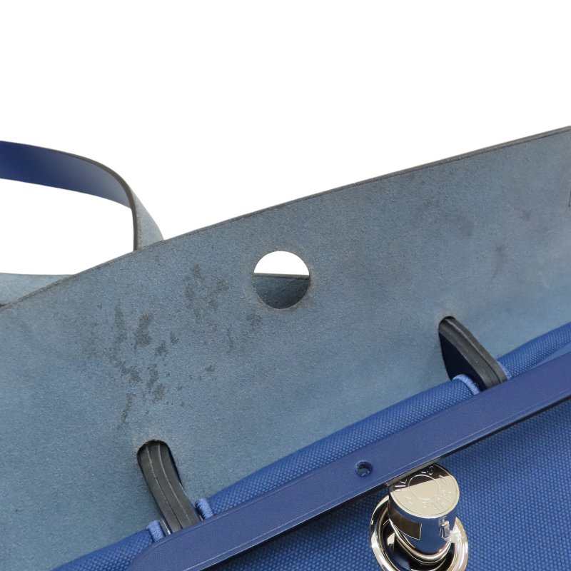 【再降價】藍色 帆布 Herbag 39 肩背包 銀扣 C刻-5