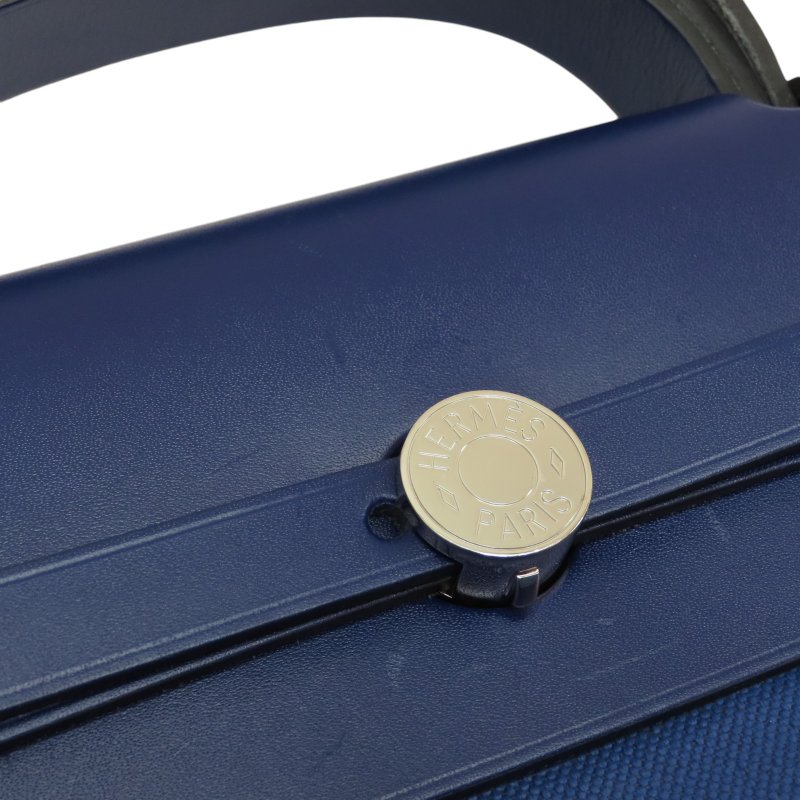 【再降價】藍色 帆布 Herbag 39 肩背包 銀扣 C刻-11