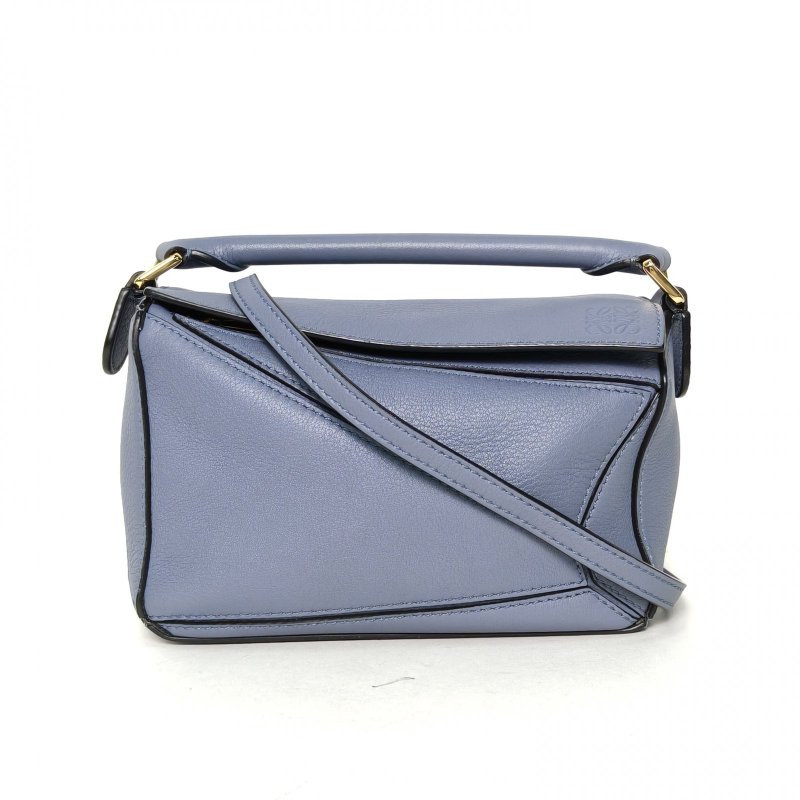 LOEWE Puzzle18幾何包迷你MINI藍色牛皮肩背包-0