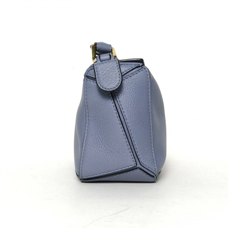 LOEWE Puzzle18幾何包迷你MINI藍色牛皮肩背包-3