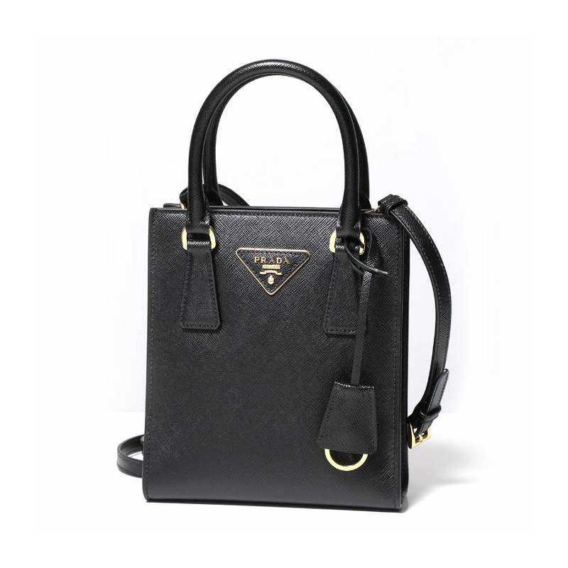 PRADA 印有流行三角形標誌的 Saffiano 手提包-0