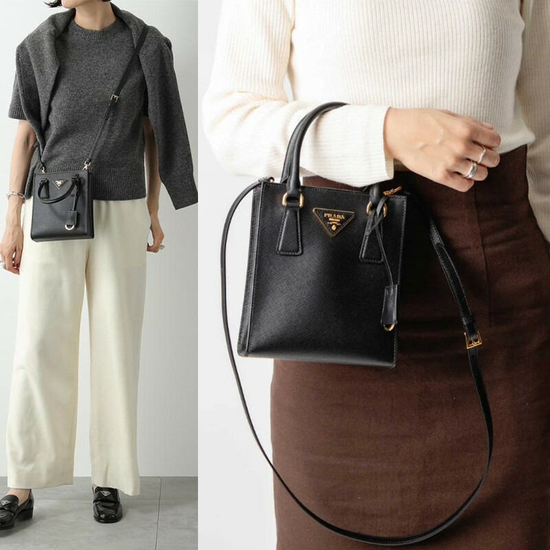 PRADA 印有流行三角形標誌的 Saffiano 手提包-9