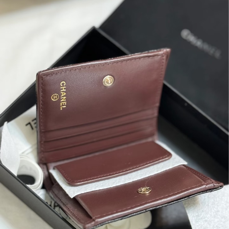 #全新全配 #全網最低💰 #櫃上4️⃣萬 香奈兒黑金荔枝對開短夾🈶零錢袋-1