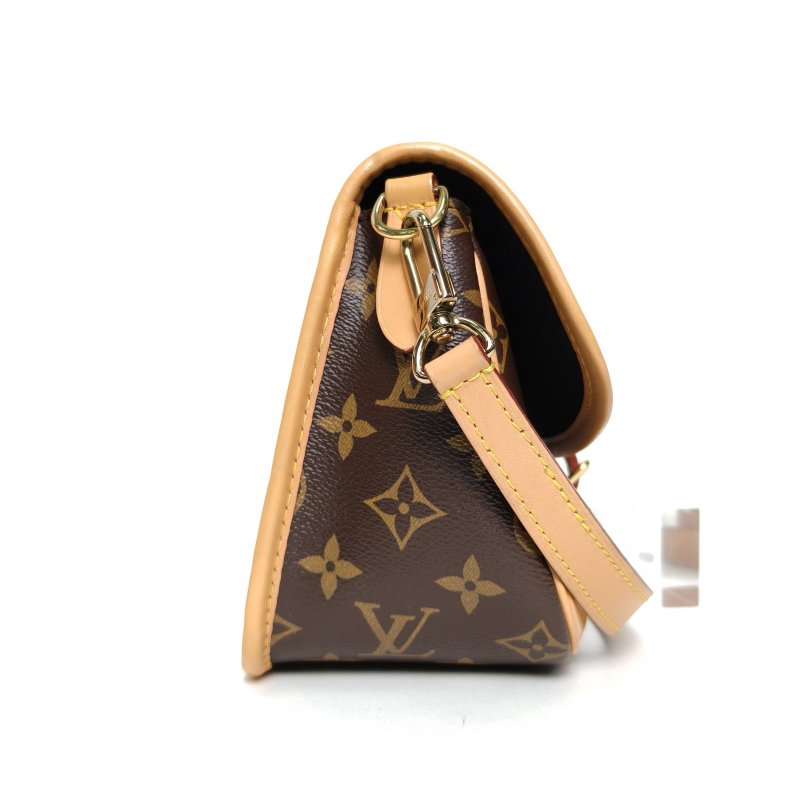 LOUIS VUITTON Diane法棍包24可拆卸黑紫寬肩帶老花PVC晶片肩背包-1
