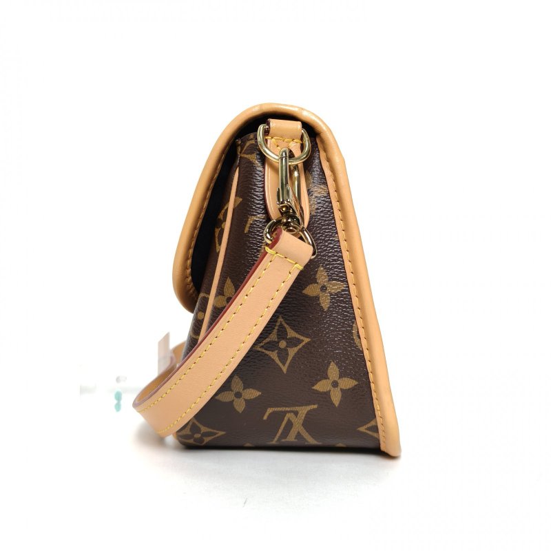 LOUIS VUITTON Diane法棍包24可拆卸黑紫寬肩帶老花PVC晶片肩背包-3