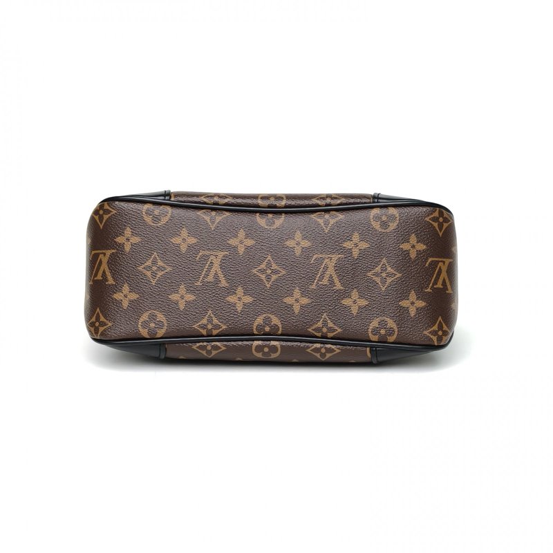 LOUIS VUITTON BOULOGNE牛角包可拆卸肩帶黑色PVC晶片老花肩背包-4