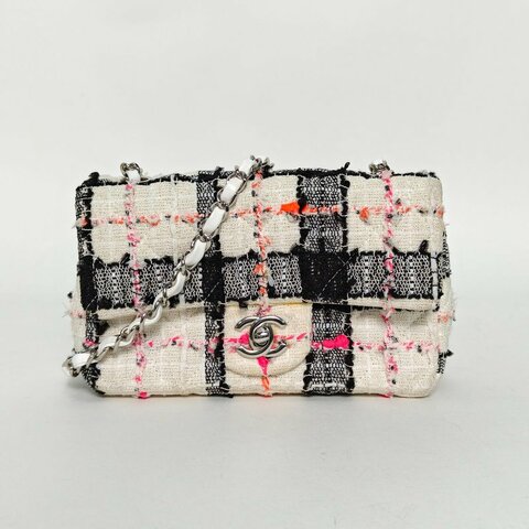 CHANEL CF口蓋包大Mini20拼色毛呢29開銀扣肩背包