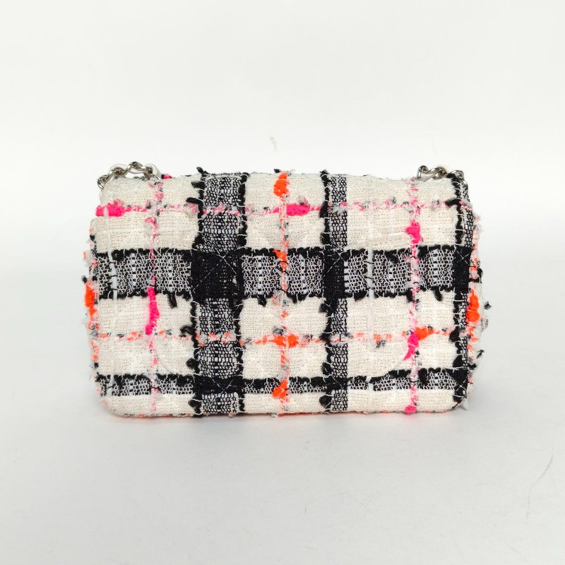 CHANEL CF口蓋包大Mini20拼色毛呢29開銀扣肩背包-2
