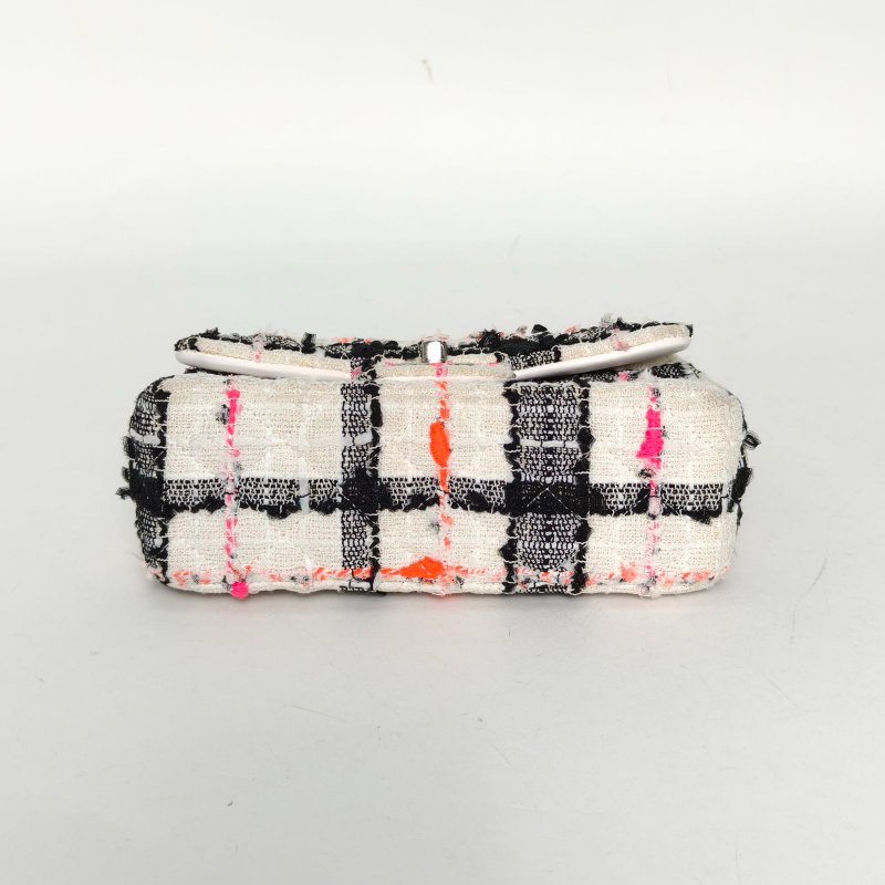 CHANEL CF口蓋包大Mini20拼色毛呢29開銀扣肩背包-4