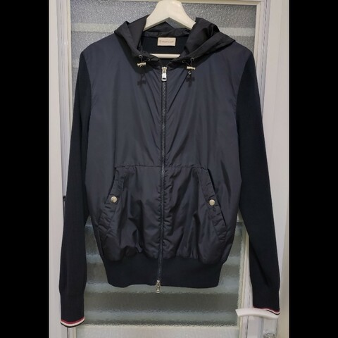 Moncler 深藍尼龍+棉質外套