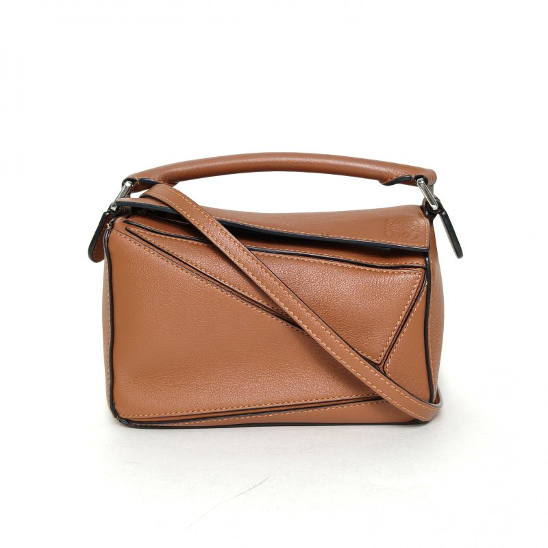 LOEWE Puzzle18幾何包迷你MINI焦糖色牛皮肩背包-0