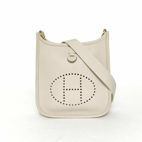 HERMES EvelyneMini168L冰川白TC皮U刻金扣肩背包