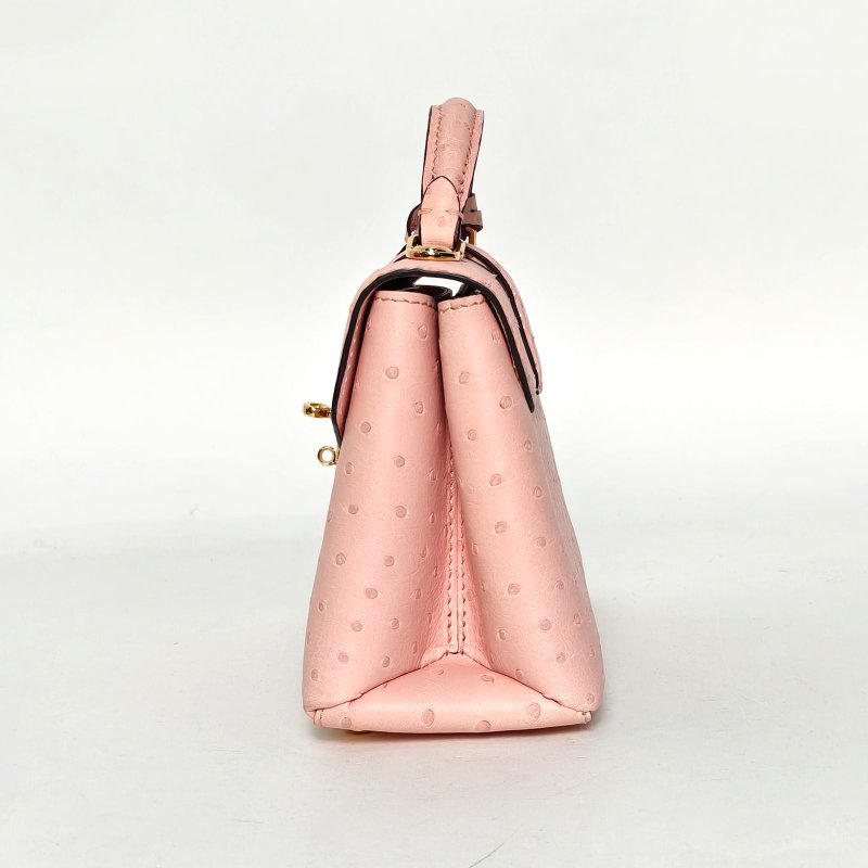 LOUIS VUITTON ROSEDESVENTSmini19粉色鴕鳥皮金扣晶片肩背包-1