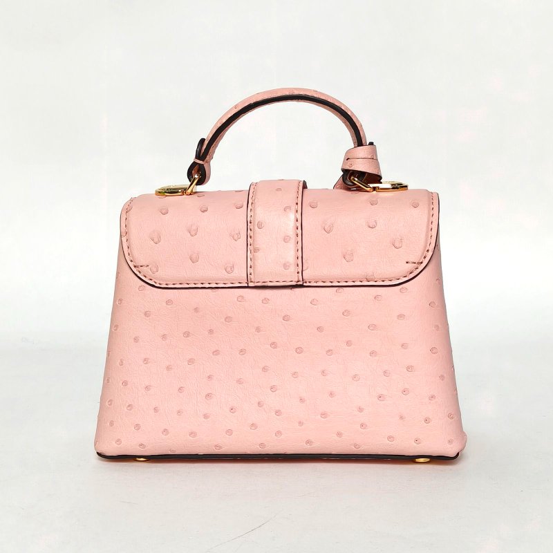 LOUIS VUITTON ROSEDESVENTSmini19粉色鴕鳥皮金扣晶片肩背包-2