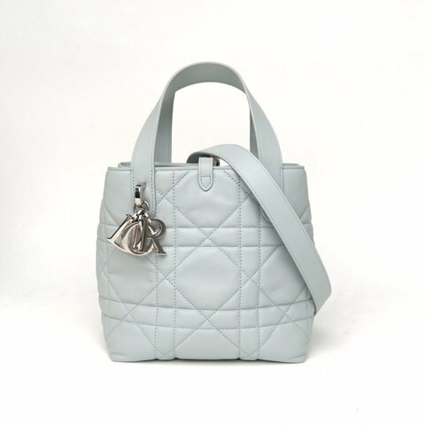DIOR Toujours豎版小號16湖藍牛皮銀扣2025肩背包