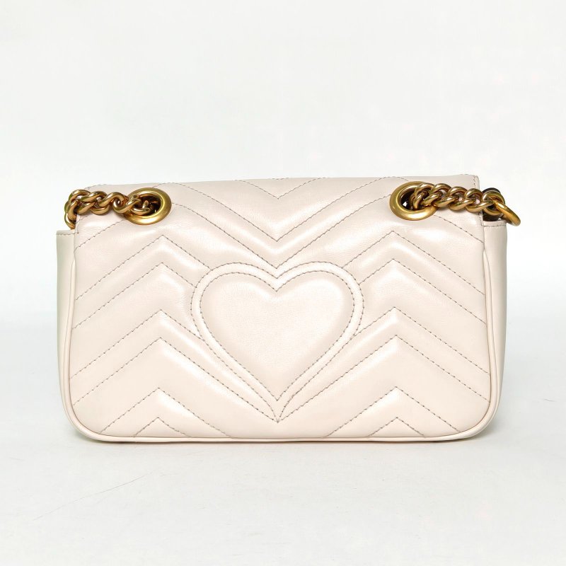 GUCCI GGMarmont肩背包Mini22白色牛皮金扣肩背包-2