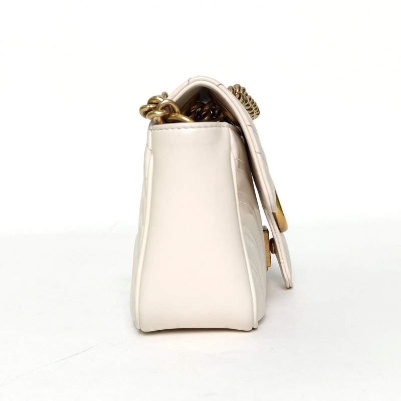 GUCCI GGMarmont肩背包Mini22白色牛皮金扣肩背包-3