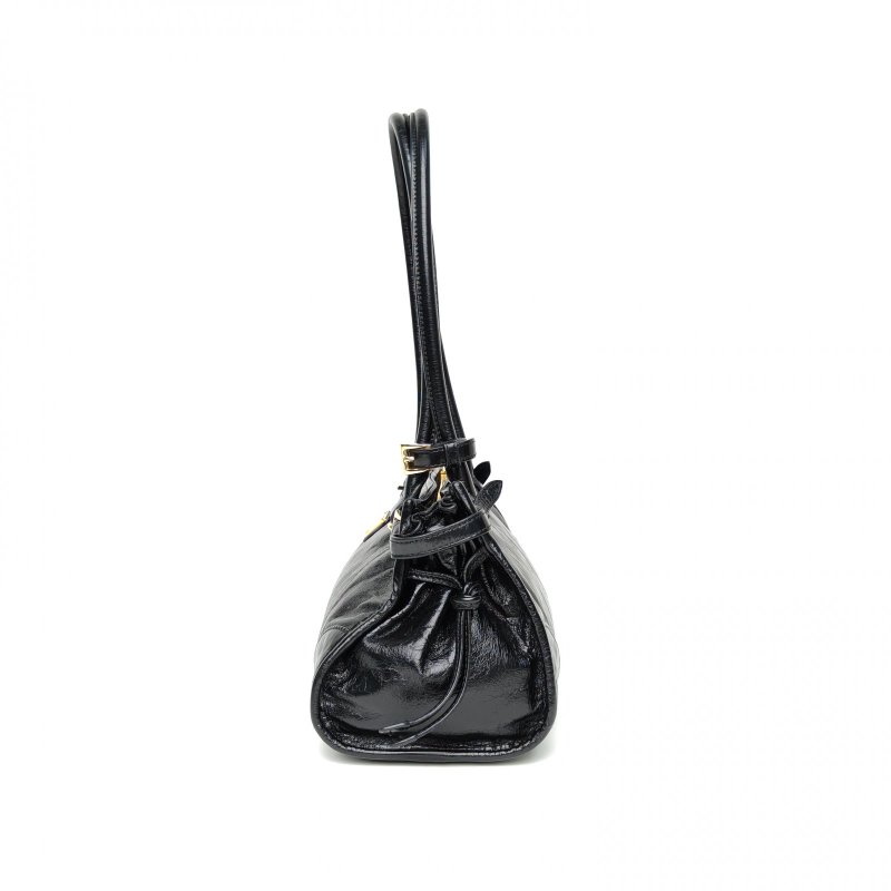 PRADA SoftLux中號黑色油蠟皮金扣肩背包-1