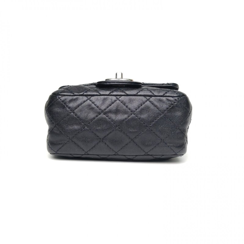 CHANEL CF口蓋包方胖子17黑色牛皮12開銀扣肩背包-4