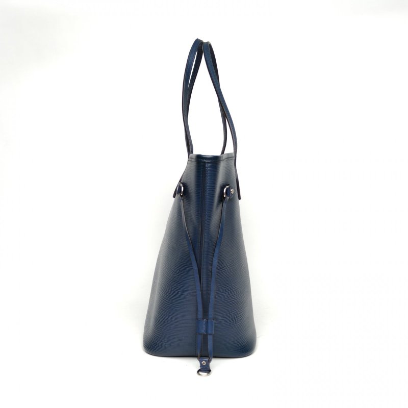 LOUIS VUITTON Neverfull中號31配子袋藍色EPI水波紋牛皮銀扣2013肩背包-1