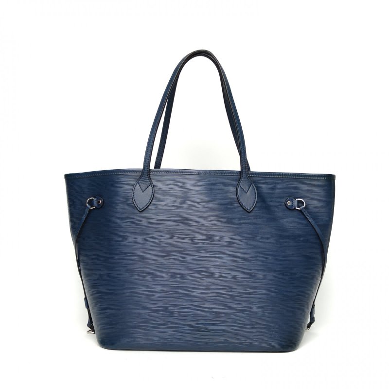 LOUIS VUITTON Neverfull中號31配子袋藍色EPI水波紋牛皮銀扣2013肩背包-2