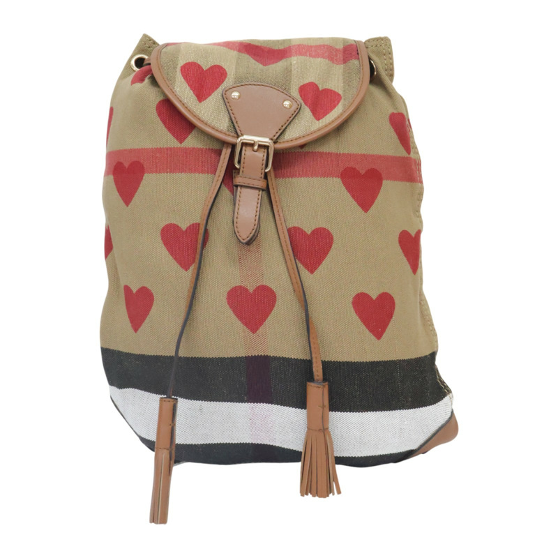 棕色 格紋帆布 Chiltern Heart 後背包【BURBERRY 巴寶莉】 4022470-0