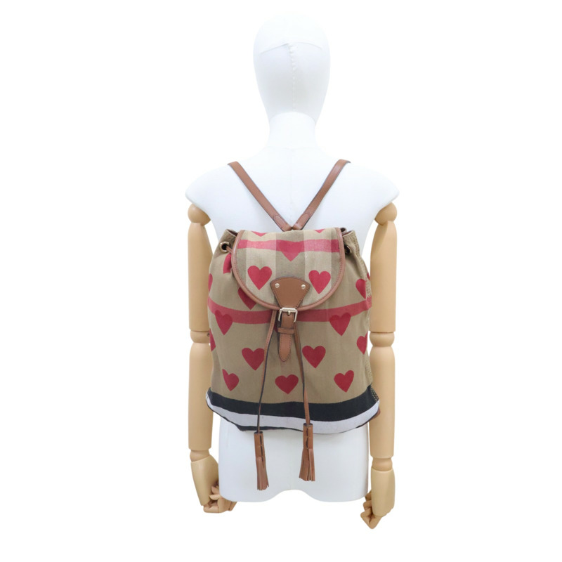 棕色 格紋帆布 Chiltern Heart 後背包【BURBERRY 巴寶莉】 4022470-8