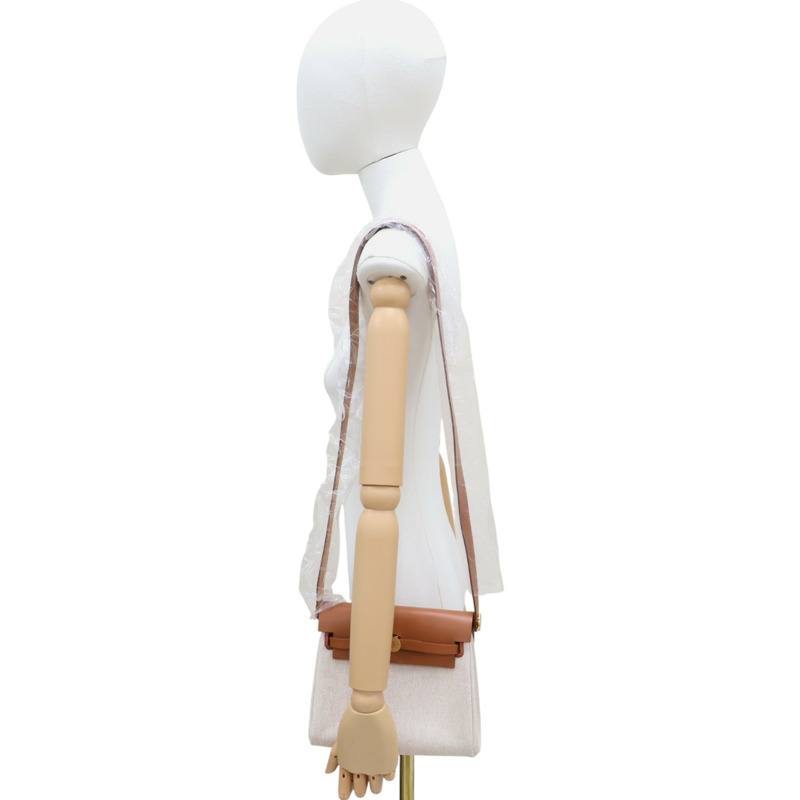 棕色牛皮 米白色帆布 Mini Herbag zip 20 肩背包 K刻【HERMES 愛馬仕】-10