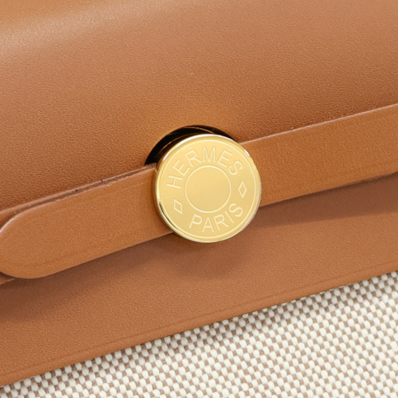 棕色牛皮 米白色帆布 Mini Herbag zip 20 肩背包 K刻【HERMES 愛馬仕】-15
