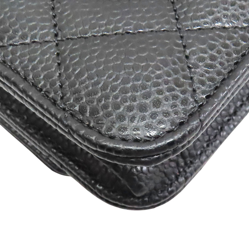 黑色 菱格紋 荔枝文 牛皮 WOC 鏈帶肩背包 金釦【CHANEL 香奈兒】 AP0250-11