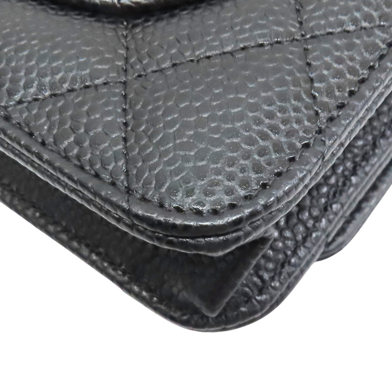 黑色 菱格紋 荔枝文 牛皮 WOC 鏈帶肩背包 金釦【CHANEL 香奈兒】 AP0250-12