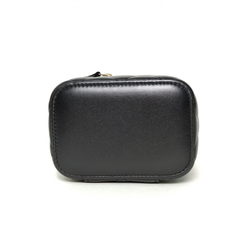 CHANEL 手提方盒子化妝包帶鏡子10黑色羊皮31開金扣單皮穿鏈肩帶皮手柄肩背包-4