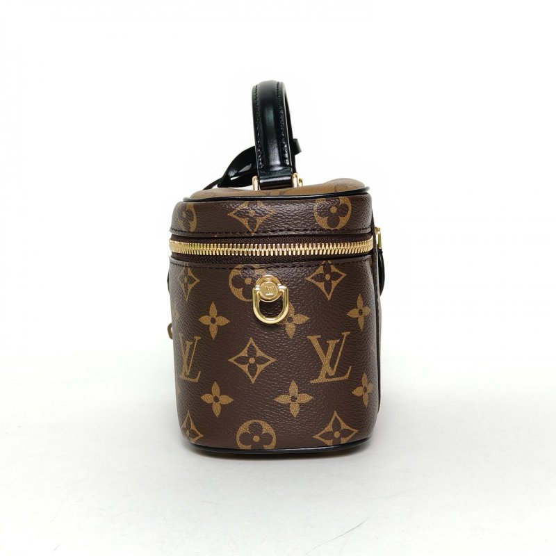 LOUIS VUITTON Vanity化妝包小號19老花PVC金扣晶片肩背包-1
